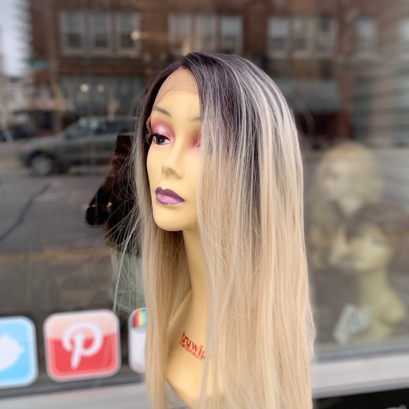 Ash blonde ombré long wig Lacefront 2020 main image 4
